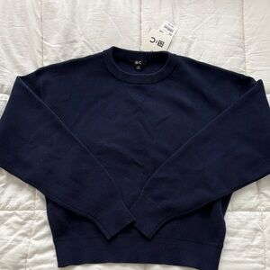 NWT Uniqlo Navy Smooth Cotton Crew Neck Sweater
